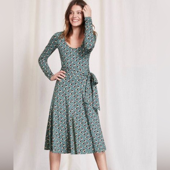 Boden Dresses & Skirts - Boden Silvia Long Sleeve Faux Wrap Jersey Knit Dress - Floral Print - Size 12